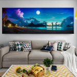 Meremaastik Panoraam Sinine taevas Pilv L&otilde;uend Maastikud Maastik Plakatid ja Prindid Seinakunstipildid Elutuba Kodukaunistus Ilma raamita 60cm&times;170cm NoFrame