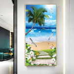 Maastik P&auml;ikeseloojang Rand Meri Merevaade Saarevaade L&otilde;uend Maaling Palmipuu Plakatid ja Prindid Seinapildid Kodukaunistus Ilma raamita 60cm&times;170cm NoFrame