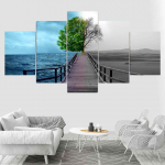 5 paneeli Maastik Maa aastaaeg Ilm Puu K&otilde;rb Meri L&otilde;uend Maalimine Plakatid ja v&auml;ljatr&uuml;kid Seinakunstipildid Kodukaunistus Ilma raamita 20x35cm*2 20x45cm*2 20x55cm*1