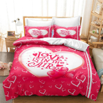 3D Modern Romantic Love Series voodipesukomplekt &auml;sja abiellunud toa tekk ja padjap&uuml;&uuml;r AU240 * 270 Super Size paarituba Pehme kodukaunistus AU Super King 240x270cm