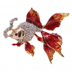 Kuldkala pross Rhinestone Decor Gradient Kontrastv&auml;rv Realistlik Kala Kuju 3D V&auml;rvikindel roostevaba Luksus punane