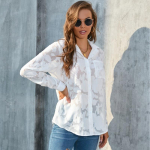 Moodne jacquard &scaron;ifoonist elegantne s&auml;rk Office 2023 pitsiga naiste vabaaja pluusid naistele pikkade varrukatega lahtised rev&auml;&auml;riga topsid Mujer 27130 L