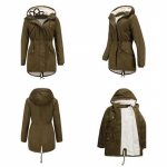 Uus naistemood Talvine lahtine puuvillase polsterdatud jope kapuutsiga soe paar t&ouml;&ouml;riistad pikkade varrukatega puuvillase polsterdatud jope Naiste moer&otilde;ivad S punane