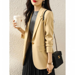 Moodne kollane bleiser naistele Elegantne s&uuml;gisene &uuml;ler&otilde;ivaste Korea stiilis vabaaja &uuml;likonna jope M