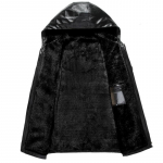 S&uuml;gis- ja talvine ilus soe ja sametine paks nahktagi Meeste jope kapuutsiga ja sametine paks karusnahast jope Parka mantel 3XL