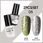 ROSALIND 2tk K&uuml;&uuml;negeel-lakk V&auml;rv Geel-k&uuml;&uuml;nelakk Crackle Geellakiga Praguneva K&uuml;&uuml;nelakiga Kiiresti kuivav Nail Art Geel
