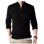 Cozy Up t&otilde;mblukuga kampsun Meeste pullover kampsunid Kootud pikkade varrukatega kampsun Meeste M must