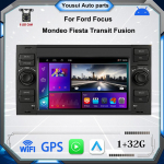Android autoraadio multimeediumipleier Stereo 2 DIN For Ford Focus 2007 Mondeo S-max C MAX Kuga Galaxy Fiesta Transit Fusion Carplay BT GPS Wifi 2+32GB 1+32GB must