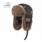 Meeste talvine k&otilde;rvakaitse, soe Lei Feng m&uuml;ts, nahk, &otilde;uerattam&uuml;ts, mootorrattam&uuml;ts, k&otilde;rvakaitse, naiste m&uuml;ts L(56-58CM) must