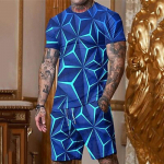 Meeste l&uuml;hikesed p&uuml;ksid T-s&auml;rgi komplekt Komplektid Graafiline kaelusega riided, r&otilde;ivad, 3D-print, v&auml;ljas, igap&auml;evane l&uuml;hikeste varrukatega, 2tk Disainer vabaaja S