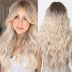 LOUIS FERRE 26-tolline pikk blond parukas naistele, pikad lokkis lainelised valged parukad tukkidega kuumakindel s&uuml;nteetilisest kiust igap&auml;evane parukas