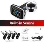 E-ACE auto TPMS rehvir&otilde;hu j&auml;lgimiss&uuml;steem Smart Display Alarm Monitoring System USB laadimine Auto turvalisus 4 anduriga K08P-Built-in