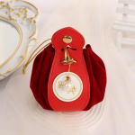 1 tk pakend Nahast kommikott koos pingutusn&ouml;&ouml;riga kinkekotiga Flanellist kandekott, pulmadekoratsioon punane