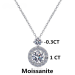 Sterling h&otilde;bedane &uuml;mmargune &otilde;&otilde;nestatud 1,3CT moissanite kaelakee, naiste mulliripats, peen pulmaehtetest kingituseks kaelakee Zircon white