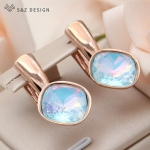 Mood roosa kullav&auml;rvi ruudukujulised v&auml;rvilised kristallist k&otilde;rvar&otilde;ngad naistele pulmadeks stiilsed ehted k&otilde;rvatropid