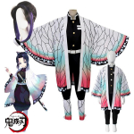 Anime Cosplay Deemon Slayer Kochou Shinobu Kost&uuml;&uuml;mid Kimetsu no Yaiba Cosplay Kost&uuml;&uuml;m Parukas Naiste kimono Halloweeni j&otilde;ulu&uuml;likond L-(Full set+wig)