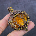 Natural Baltic Amber Handmade Copper Wirewrap Tree Of Life Pendant 2.44 n8n74