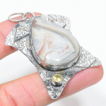 Natural Laguna Lace Agate,Citrine Stone 925 Sterling Silver Pendant 2.64 r5m14