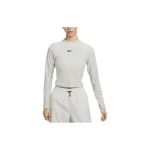 Nike Logo Print Crew kaelus k&auml;rbitud Slim Fit pikkade varrukatega T-s&auml;rk naiste topsid heleda luuga DV7819-072 XL
