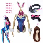 Anime Woman Jumpsuit sukkp&uuml;ksid Dva Cosplay kost&uuml;&uuml;mim&auml;ng Zentai Parukas Cosplay Rekvisiidid K&otilde;rvaklappide &Uuml;likond D.Va Cos Party Halloweeni kost&uuml;&uuml;mid L-(Full set+wig)