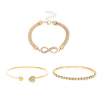 3 tk / komplekt Rhinestone manseti k&auml;ev&otilde;rud s&uuml;damega avatud k&auml;ev&otilde;ru ehted Retro Lucky stack k&auml;ev&otilde;rud naistele reguleeritavad kaunid k&auml;ev&otilde;ru kingitused kuldne