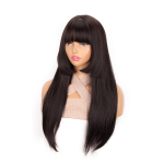 Must s&uuml;nteetiline pikk tukkidega parukas Pikk kuumakindel tumepruun parukas naistele Naturaalse v&auml;limusega 52cm
