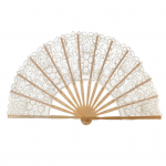 Vintage stiilis kokkuklapitav ventilaator pitsi&auml;&auml;re ja tutiripatsiga Elegantne kangas ja bambusest k&auml;eshoitav ventilaator &Otilde;&otilde;nes ventilaator pulmapeo kodukaunistuseks