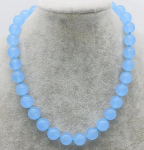 Kaelarihm redondo de jade azul claro, 12mm, 17 , venta al por Mayor, regalo de Navidad