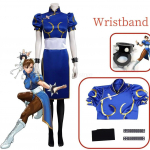2024 Chun Li Cosplay Kost&uuml;&uuml;m Anime M&auml;ngu Cosplay Kost&uuml;&uuml;m Kleit Komplekt Naistele Naissoost Daamid Halloweeni Peo Rollim&auml;ngu R&otilde;ivad SF L-(Full set+wig)