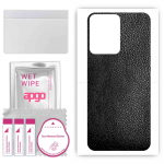 apgo Protective Skin Sticker for the back compatible with Vivo Y77E T1, Wrap Film, Foil, Vinyl - Pattern Black Leather