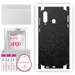 apgo Protective Skin Sticker for the back+sides compatible with Samsung Galaxy A8s, Full Wrap Film, Foil, Vinyl - Pattern Black Honeycomb