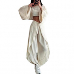 2 tk/komplekt naiste k&auml;rbitud p&uuml;kste komplekt pikkade varrukatega paadikael l&uuml;hike k&otilde;rge v&ouml;&ouml;koht L aprikoosi