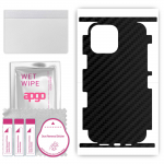 apgo kaitsev nahakleebis tagak&uuml;ljele ja k&uuml;lgedele, mis &uuml;hildub Apple iPhone 13 Pro Maxiga, t&auml;iskile, foolium, vin&uuml;&uuml;l &ndash; mustriga s&uuml;simusta