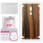 apgo Protective Skin Sticker for the back+sides compatible with Oppo A9, Full Wrap Film, Foil, Vinyl - Pattern Tigerwood