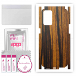 apgo Protective Skin Sticker for the back+sides compatible with Oppo Reno 6 5G, Full Wrap Film, Foil, Vinyl - Pattern Tigerwood