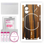 apgo Protective Skin Sticker for the back+sides compatible with Nothing Phone 1, Full Wrap Film, Foil, Vinyl - Pattern Tigerwood