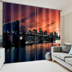 Kohandatud kardinate muster Elutuba Linna &ouml;&ouml;vaade 3D-fotode printimine 2-osalised p&auml;ikesevarjukardinad ruumi kaunistamiseks kardinad 100W160H(CM)40x63in&Hook