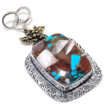 Natural Spiny Oyster Gemstone 925 Sterling Silver Two Tone Pendant 2.21 d6r21