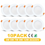 10 tk LED-allvalgusti s&uuml;vistatav lae kohtlamp 3W 5W 7W 9W 12W AC 220V k&ouml;&ouml;gile Magamistoa elutoa koduvalgusti 3w&Natural White