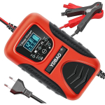 Autoakulaadija 7A 12V intelligentne ja automaatne LCD-puuteekraan koos taastamisrežiimiga AGM ja geellaadijatega akude jaoks 16.6*9.8*5.8cm,Eu Plug punane