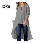 Naiste s&auml;rk Rev&auml;&auml;ridega n&ouml;&ouml;bid kaelus, pikkade varrukatega &uuml;hev&auml;rviline s&auml;rk Ebaregulaarse all&auml;&auml;rega, vaba istmega &otilde;huke s&auml;rk, topid T&ouml;&ouml;riided M aprikoosi