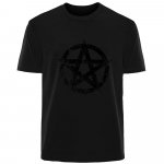 Retro Loov Pentagrammi Prindiga Suvine K&otilde;rgekvaliteediline Meeste 100% Puuvillane Hingav T-s&auml;rk Street Vabaaja Mood Meeste Streetwear S must