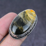 Bumblebee Jasper Gemstone Handmade 925 Sterling Silver Gift Ring Size 6.5 g8y58