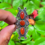 Natural Red Carnelian Gemstone 925 Sterling Silver Gift Ring Size 10.5 k3o49
