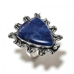 Natural Sodalite Gemstone Handmade 925 Sterling Silver Gift Ring Size 6 h5l28