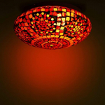 Klaasmosaiik LED &uuml;mmargune laelamp, punane valge kodubaari restorani kohviku kaunistamiseks,