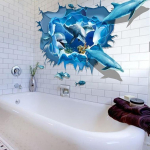 1 tk uus akvaariumi sinine 3D Dolphins pragunenud seinakleebis, lastekleebis vin&uuml;&uuml;list seinamaaling kodu Art Deco stiilis