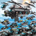 1256 tk politseijaoskonna ehitusklotsid m&auml;nguasjad poistele hariv m&auml;nguasi lastele &uuml;le 6-aastastele lastele kingitused Helicopter-456Pcs