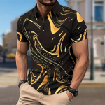 Meeste s&auml;rk Polo vabaaja lukuga l&uuml;hikeste varrukatega mood vaba t&otilde;mblukuga suvine kevadine regulaarne istuv v&auml;rviline Vortex 3D prindiga s&auml;rk XS must