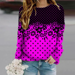 Topid naistele T&auml;pilise lilleprinteriga &uuml;mara kaelusega pikkade varrukatega T-s&auml;rk S&uuml;gisel vabaaja &otilde;huke pullover naiste pikkade varrukatega top XS lilla